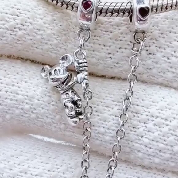 Pandora Disney Climbing Mickey Safety Chain, Charm For Bracelet Necklace - Picture 3 of 3